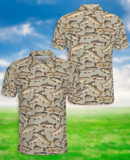 Trout Fishing Polo Shirt for Men- Print Freshwater Fish | Azhawaiian
