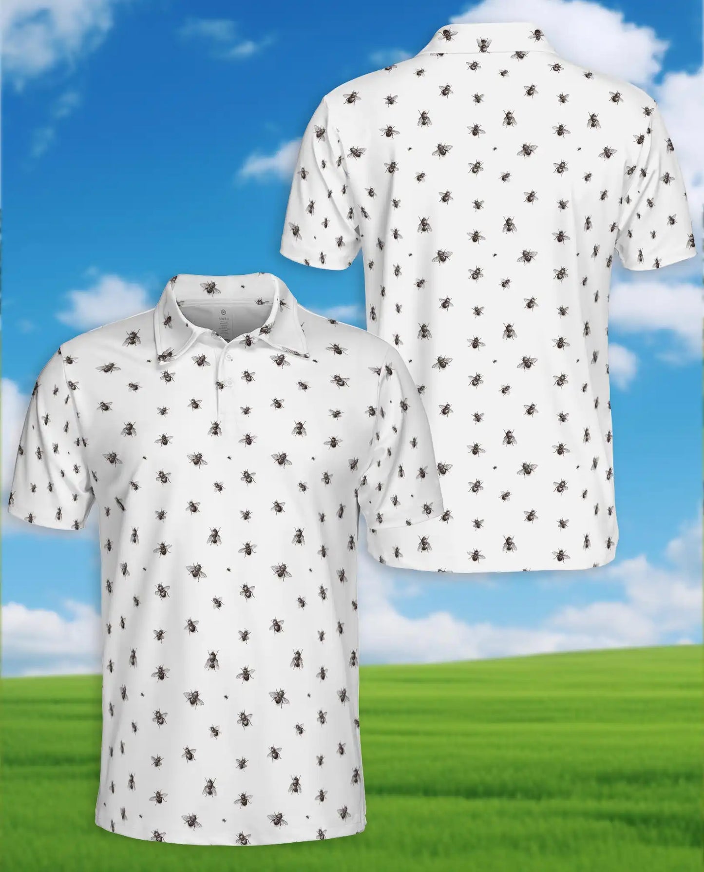 Bee Polo Shirt - Minimalist Honey Bee Pattern Nature Style | Azhawaiian