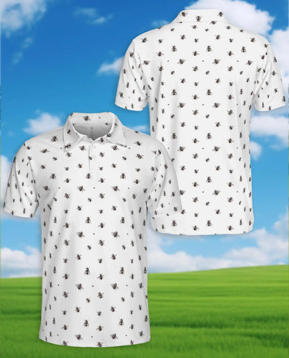 Bee Polo Shirt - Minimalist Honey Bee Pattern Nature Style | Azhawaiian