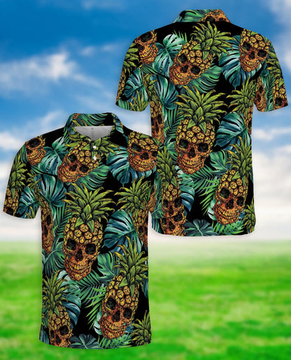 Pineapple Skull Polo Shirt - Tropical Gothic Island Style | Azhawaiian