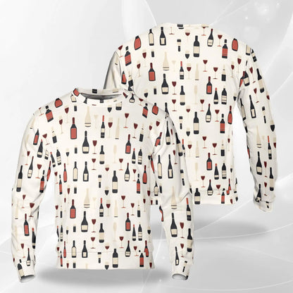 Red Wine Themed Sweatshirt – Colorful Graphic 3D All Over Print Design