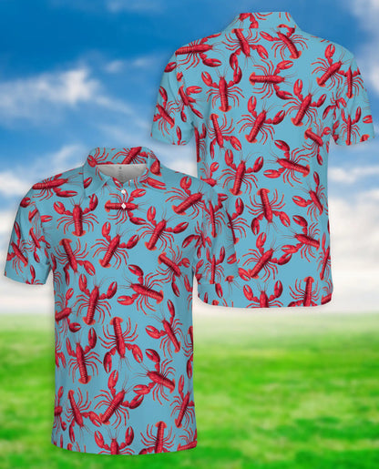 Lobster 3D Polo Shirt for Men, Seafood Ocean Summer Style | Azhawaiian