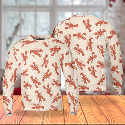 Lobster Pattern Sweatshirt – Colorful Graphic 3D All Over Print Design