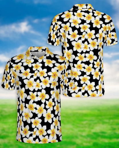 Plumeria Flower 3D Polo Shirt for Men, Tropical Floral Island Style | Azhawaiian