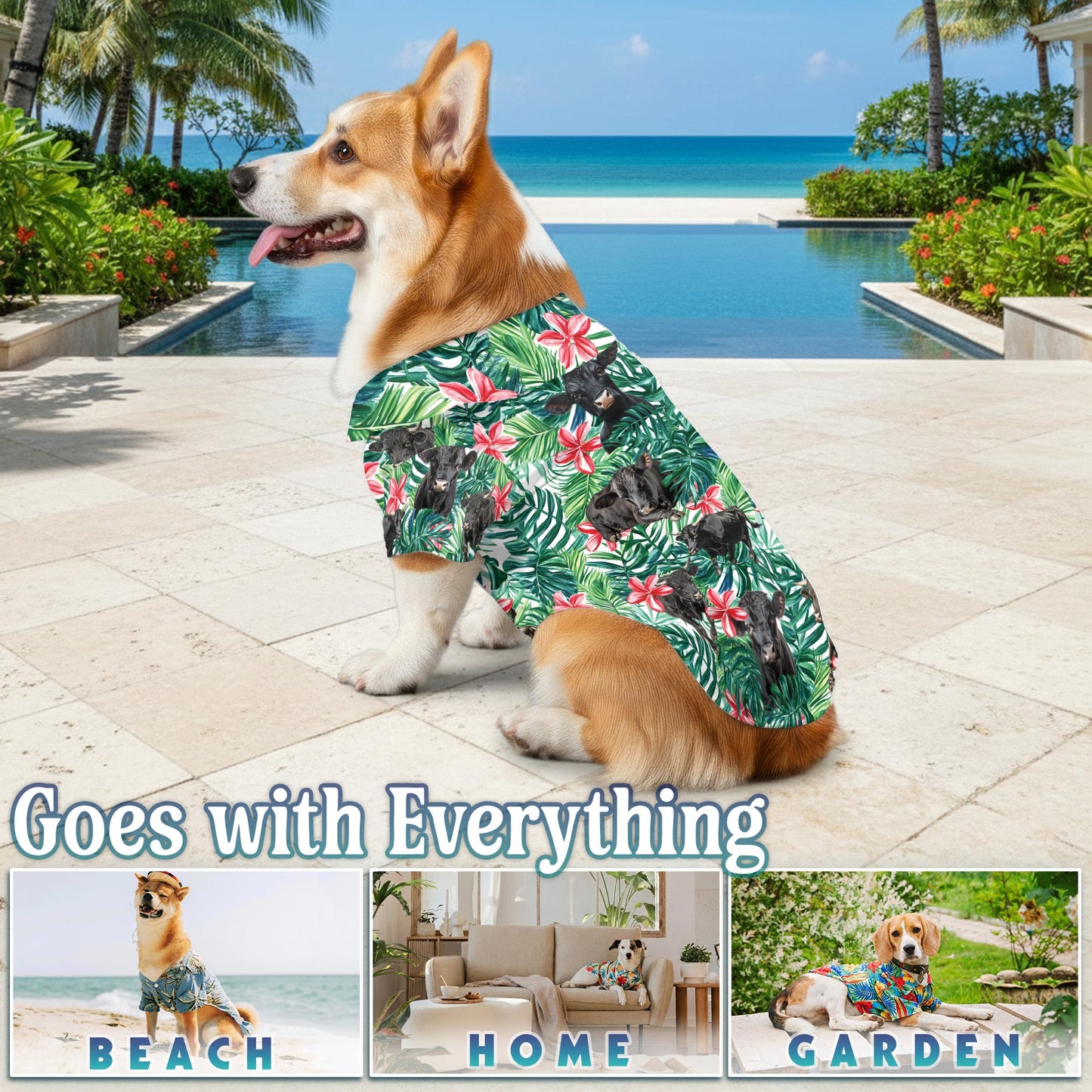 Black Angus Cattle Matching Dog Owner Hawaiian Shirts, Funny Pet Aloha Shirt for Beach Vacation - Azhawaiian