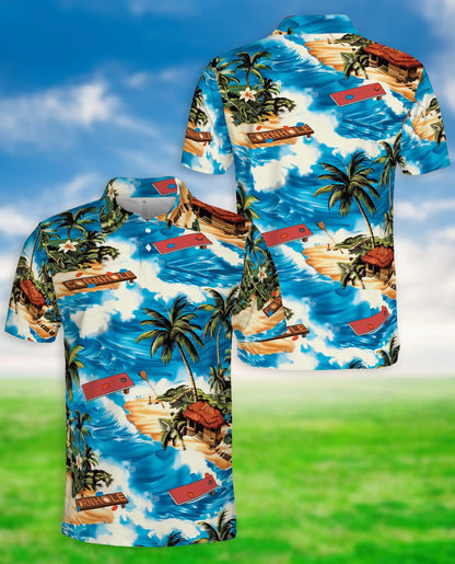 Cornhole Beach Hawaiian Polo Shirt for Men | Azhawaiian