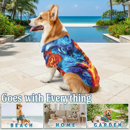 Fire Dragon Matching Dog Owner Hawaiian Shirts, Funny Pet Aloha Shirt for Beach Vacation - Azhawaiian
