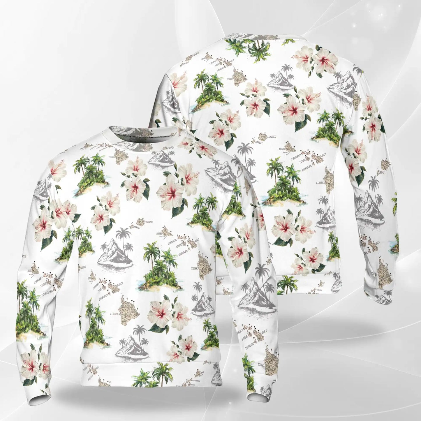 White Islands Sweatshirt – Tropical 3D All Over Print Design