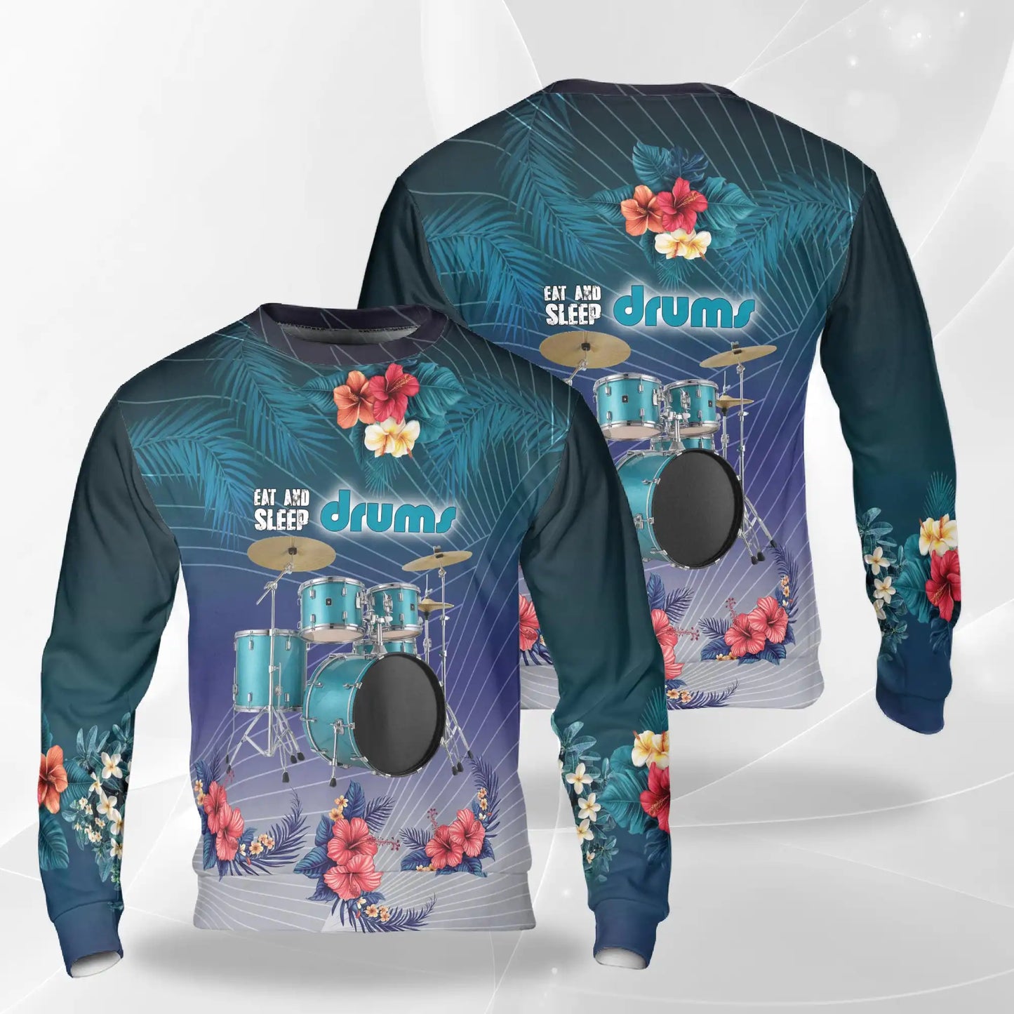 Eat and Sleep Drums Sweatshirt – Colorful Graphic 3D All Over Print Design