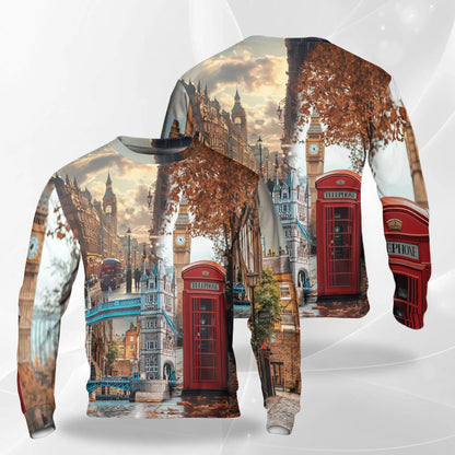 London Street Sweatshirt – Colorful Graphic 3D All Over Print Design