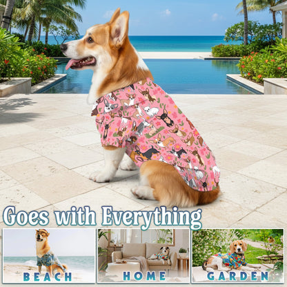 Floral Chihuahua Matching Dog Owner Hawaiian Shirts, Funny Pet Aloha Shirt for Beach Vacation - Azhawaiian