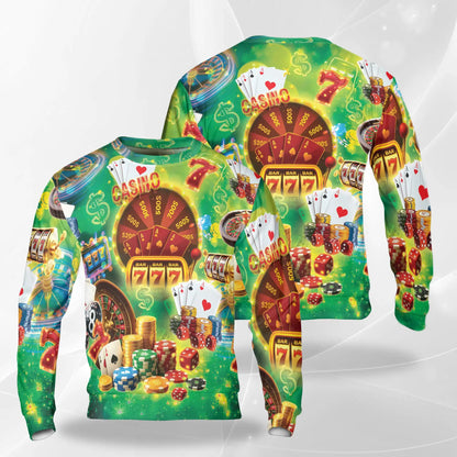 Casino Pattern Sweatshirt – Colorful Graphic 3D All Over Print Design