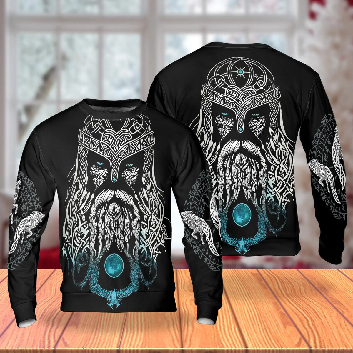 Viking Odin Medieval Sweatshirt – Colorful Graphic 3D All Over Print Design