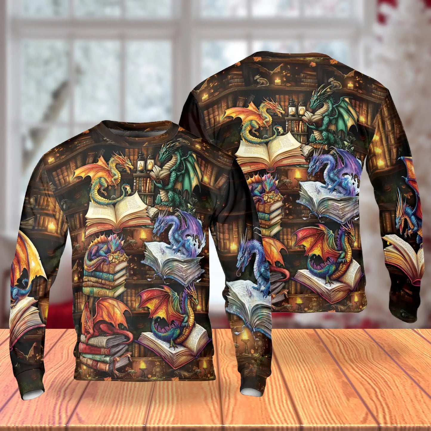 Dragon Book Sweatshirt – Colorful Graphic 3D All Over Print Design