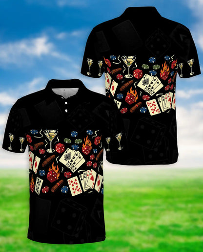 Casino Poker Polo Shirt, Gambling Night Print | Azhawaiian