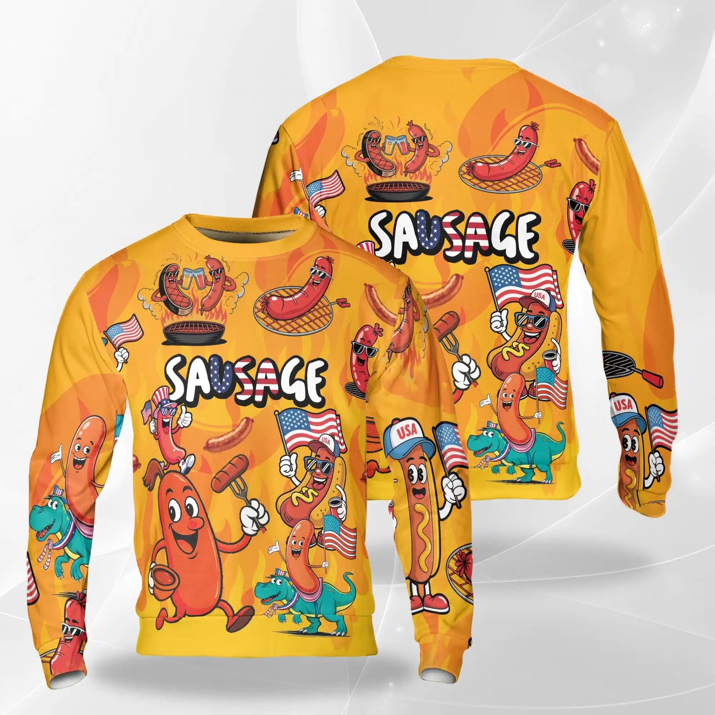 Funny Sausage Sweatshirt – Colorful Graphic 3D All Over Print Design