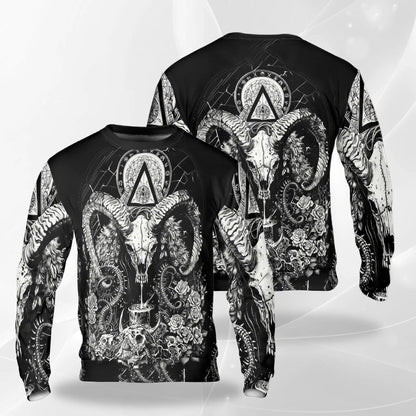 Occult Goat Skull Graphic Sweatshirt – Colorful Graphic 3D All Over Print Design