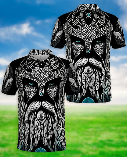 Nordic Viking Warrior 3D Polo Shirt for Men, Celtic Norse Mythology Style | Azhawaiian