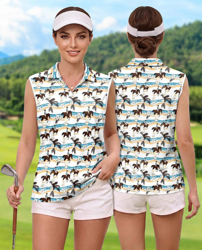 Western Rodeo Sleeveless Polo Shirt for Women | Azhawaiian