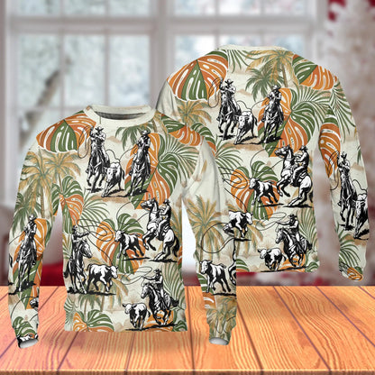 Roping Colorful Leaves Sweatshirt – Colorful Graphic 3D All Over Print Design