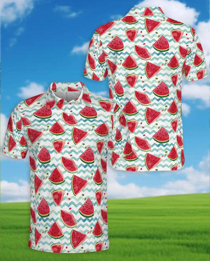 Watermelon Polo Shirt - Summer Fruit Beach Vibes Style | Azhawaiian