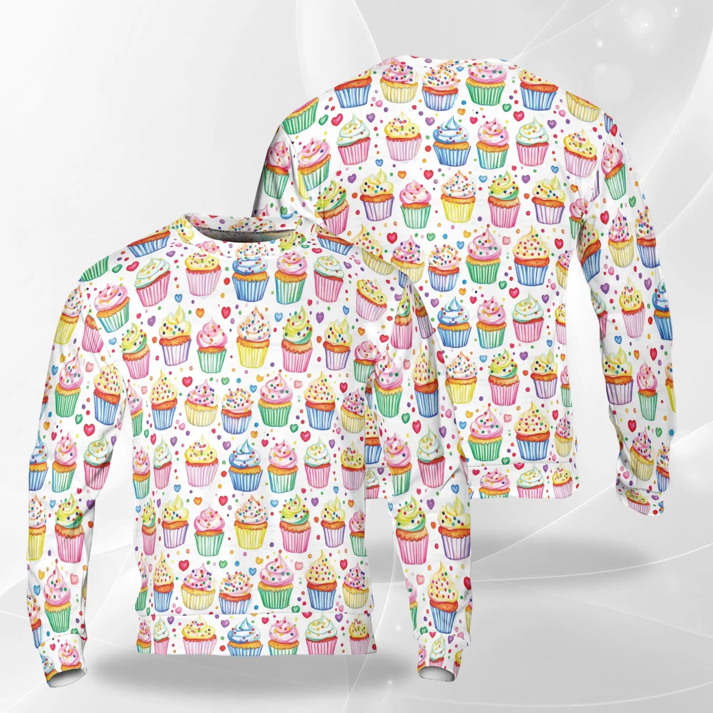 Cupcake Pattern Sweatshirt – Colorful Graphic 3D All Over Print Design