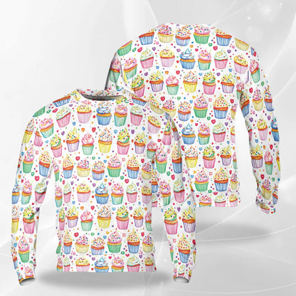 Cupcake Pattern Sweatshirt – Colorful Graphic 3D All Over Print Design
