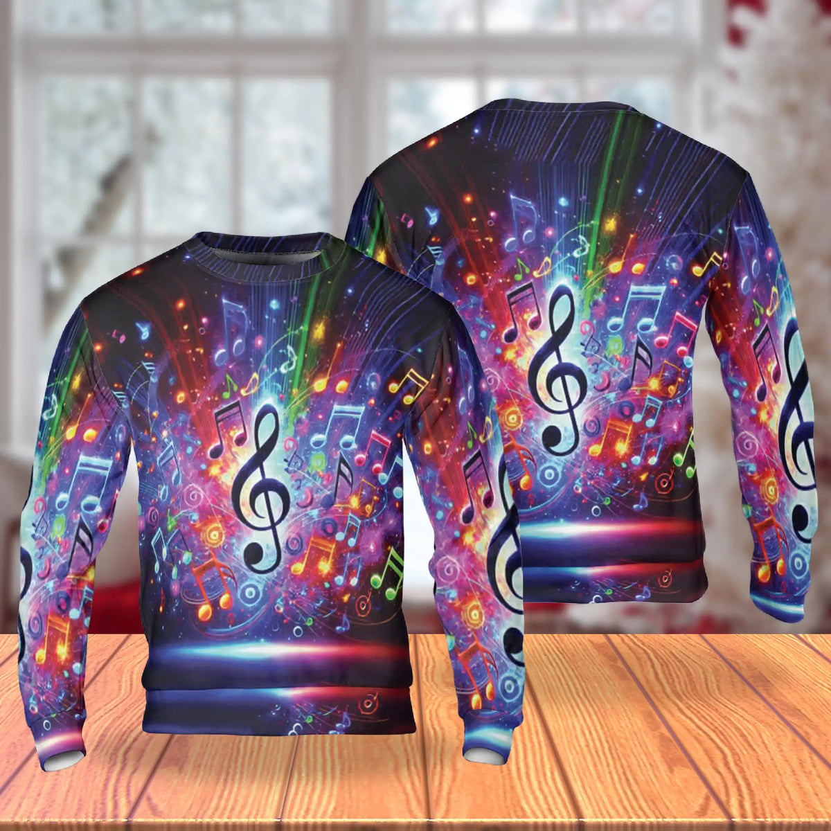 Colorful Music Notes Sweatshirt – Colorful Graphic 3D All Over Print Design