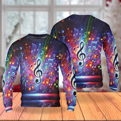 Colorful Music Notes Sweatshirt – Colorful Graphic 3D All Over Print Design