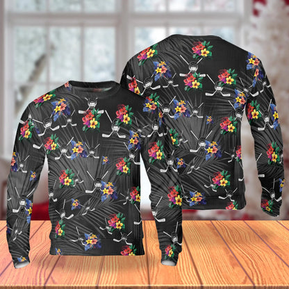 Simple Hockey Tropical Black Sweatshirt – Tropical 3D All Over Print Design