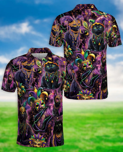 Mardi Gras Black Cat Polo Shirt | Azhawaiian