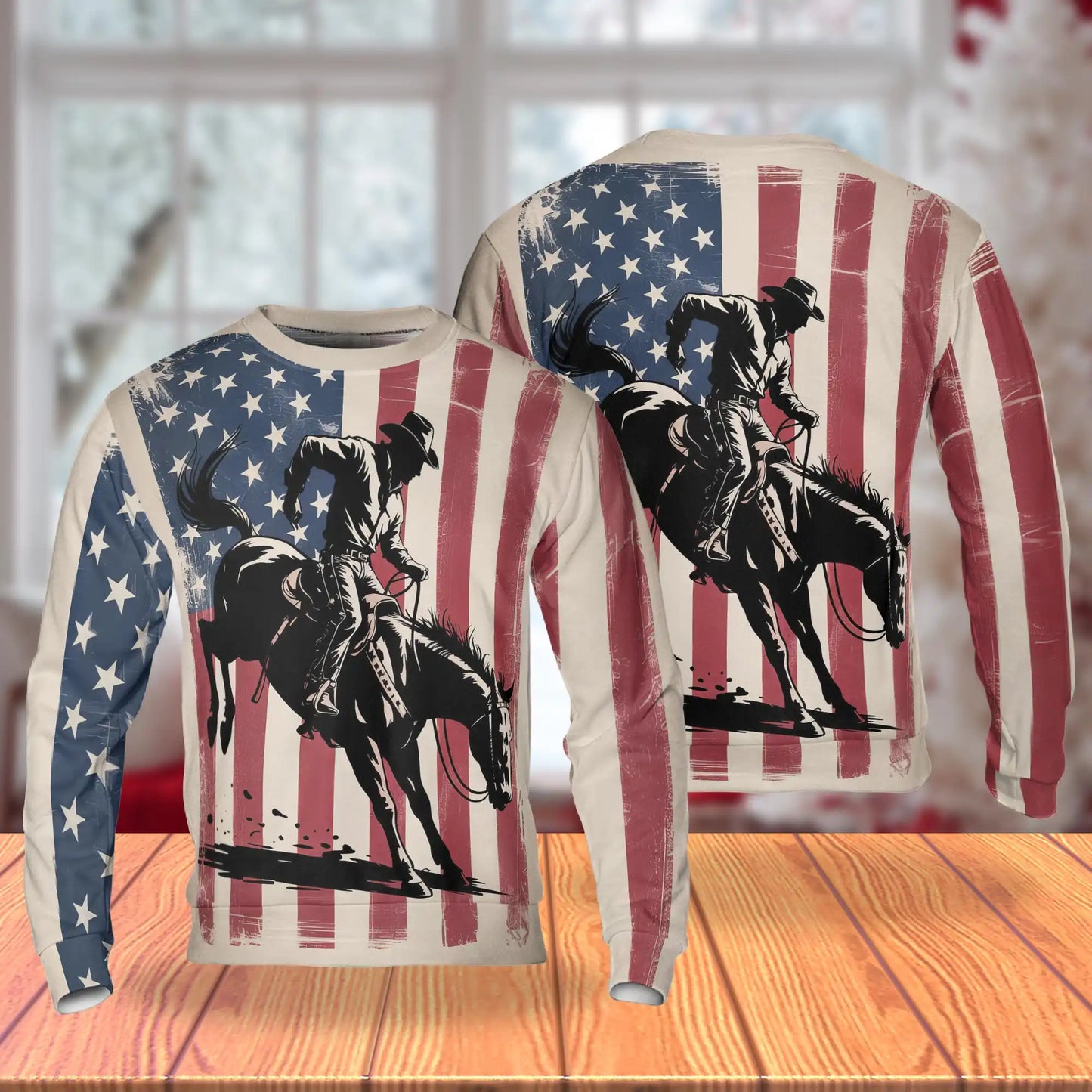 USA Horse Racing Silhouette Sweatshirt – Colorful Graphic 3D All Over Print Design