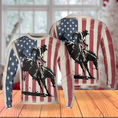 USA Horse Racing Silhouette Sweatshirt – Colorful Graphic 3D All Over Print Design