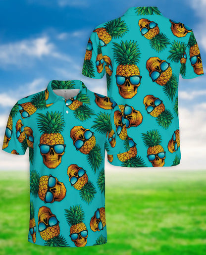 Skull Pineapple Polo Shirt, Tropical Island Print | Azhawaiian