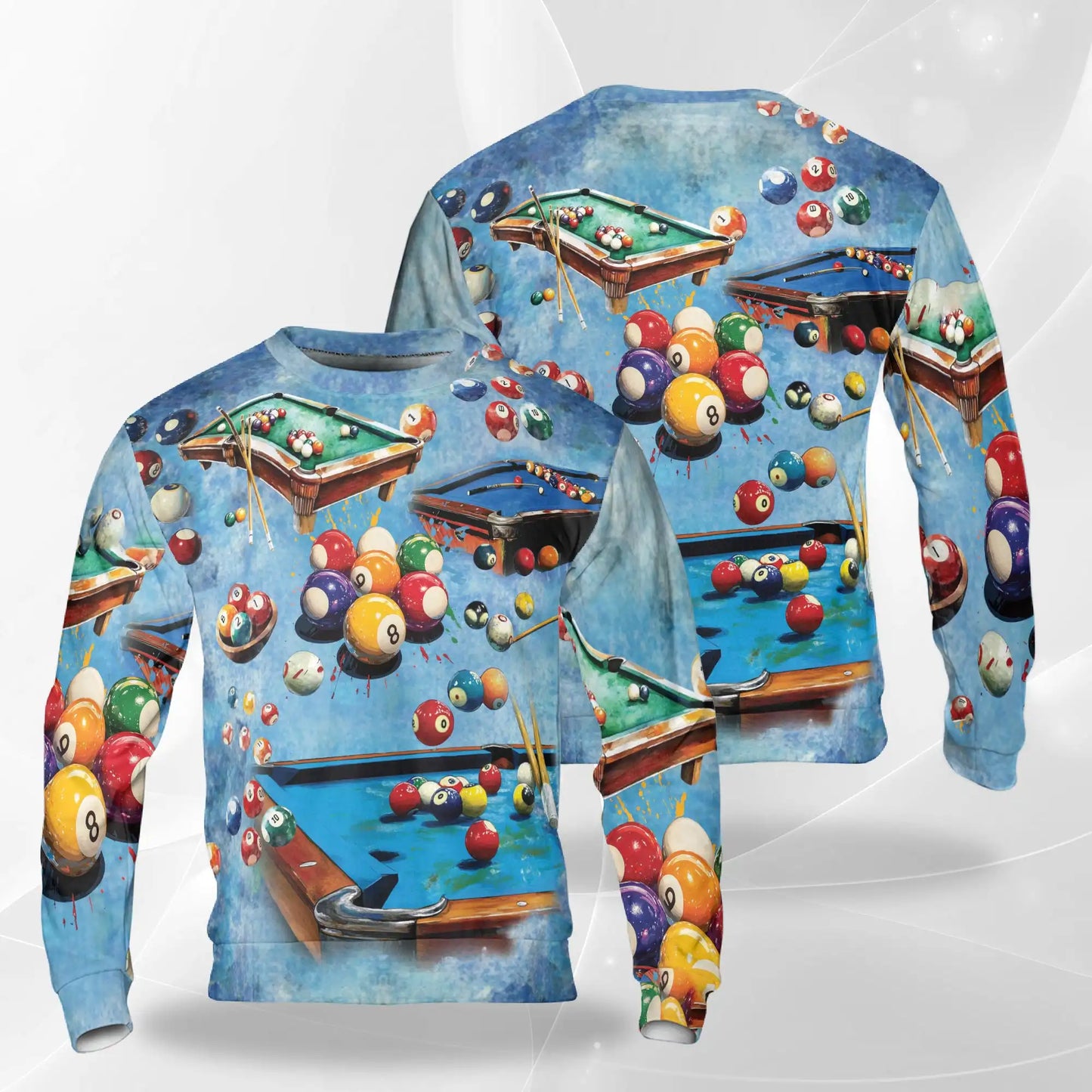 Billiards Pool Sweatshirt – Colorful Graphic 3D All Over Print Design