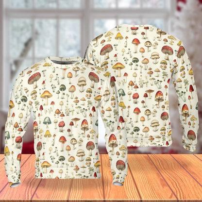 Mushroom Pattern Sweatshirt – Colorful Graphic 3D All Over Print Design