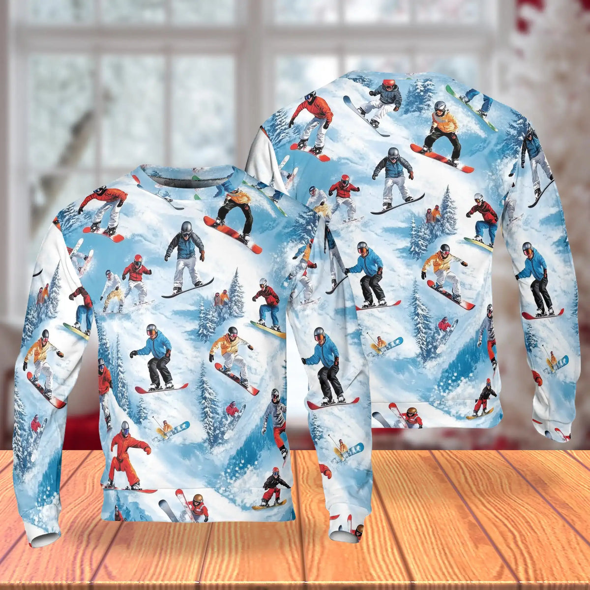 Snowboarding Skiing Sweatshirt – Colorful Graphic 3D All Over Print Design