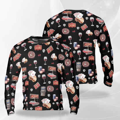 Las Vegas Casino Pattern Sweatshirt – Colorful Graphic 3D All Over Print Design