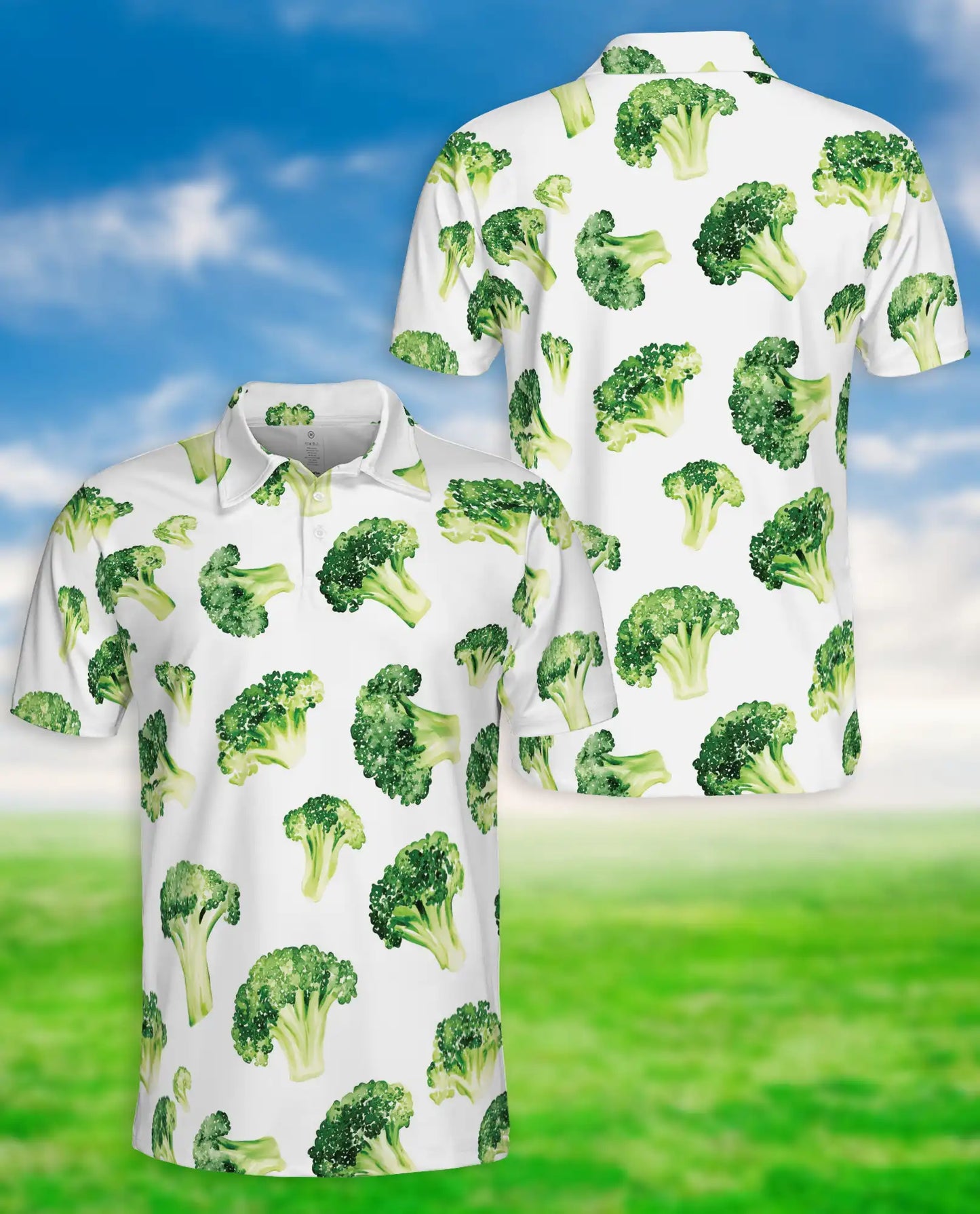 Broccoli Print Polo Shirt | Azhawaiian