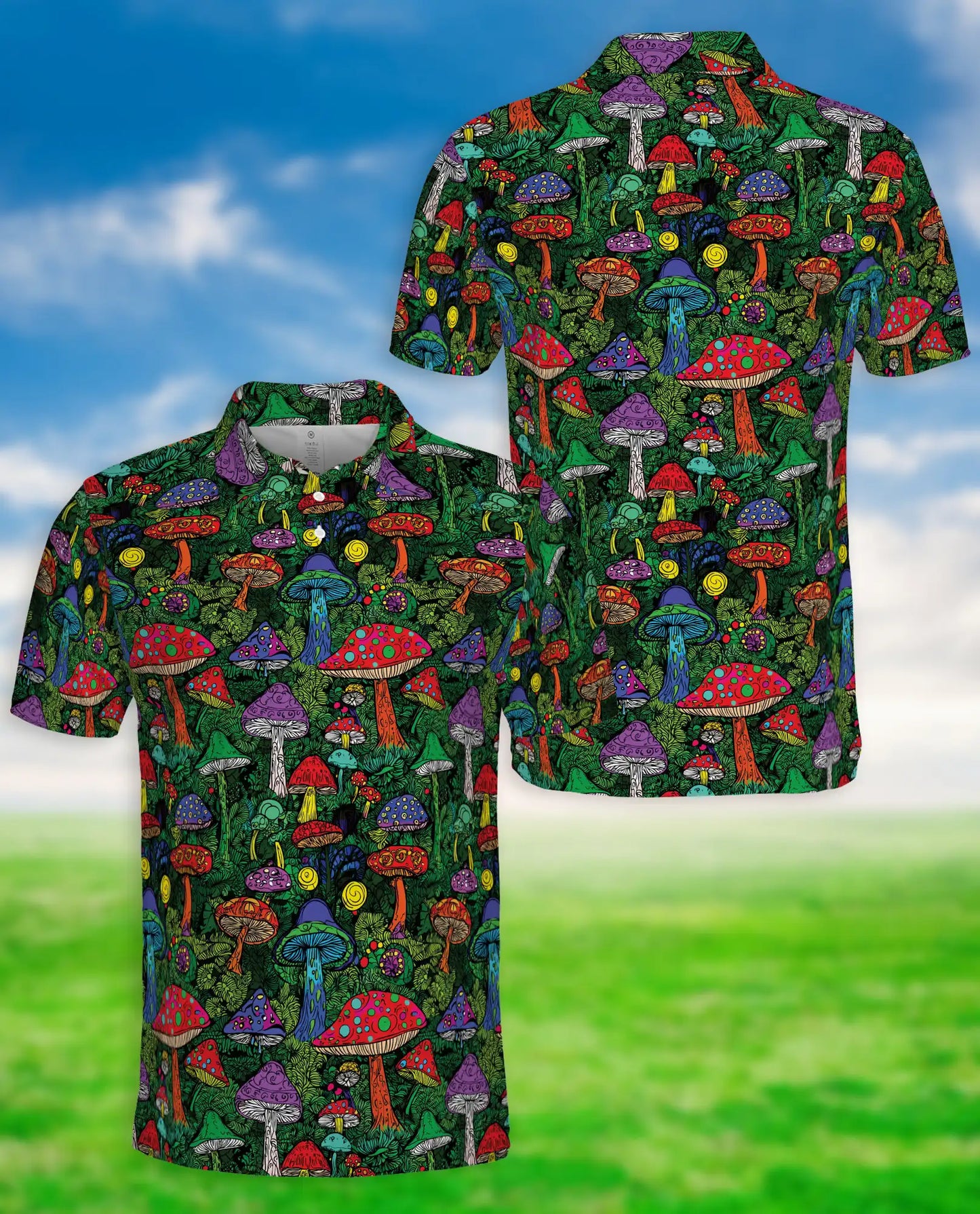 Psychedelic Mushroom 3D Polo Shirt for Men | Azhawaiian