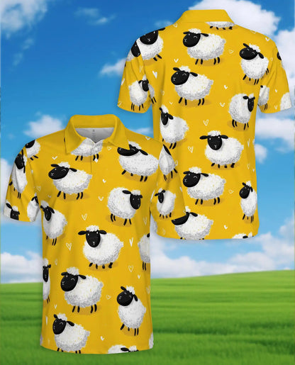 Cute Sheep Polo Shirt for Men, Farm Animal Style | Azhawaiian