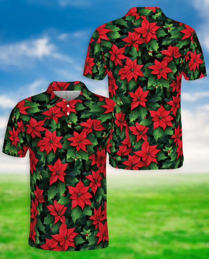 Christmas Poinsettia Polo Shirt | Azhawaiian