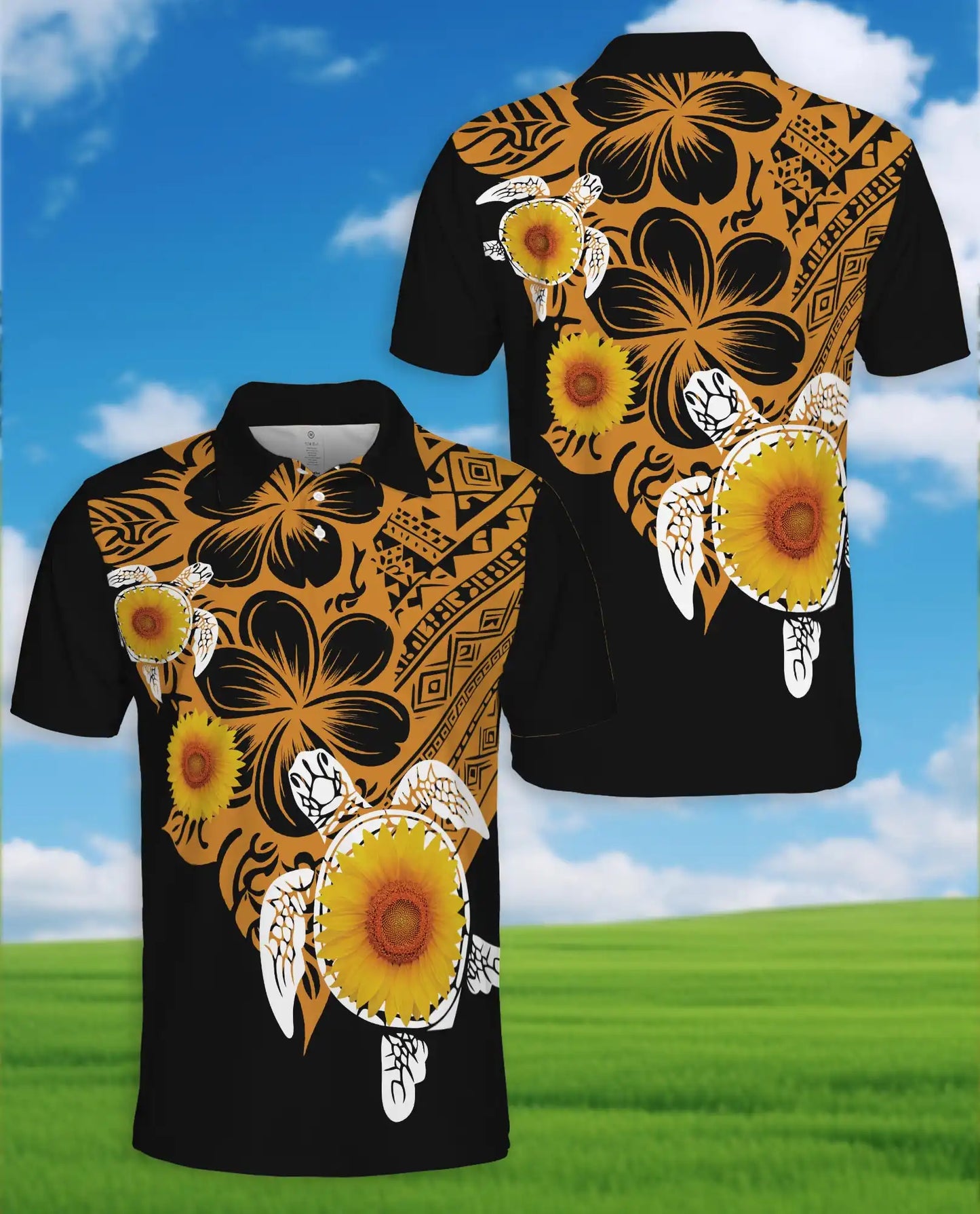 Polynesian Turtle Sunflower Polo | Azhawaiian