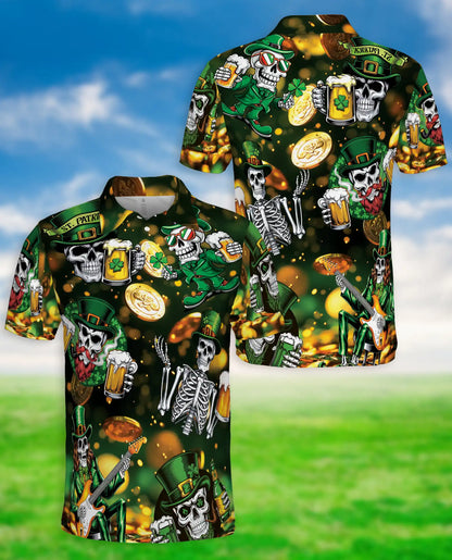 St. Patrick Skull Beer Polo Shirt | Azhawaiian