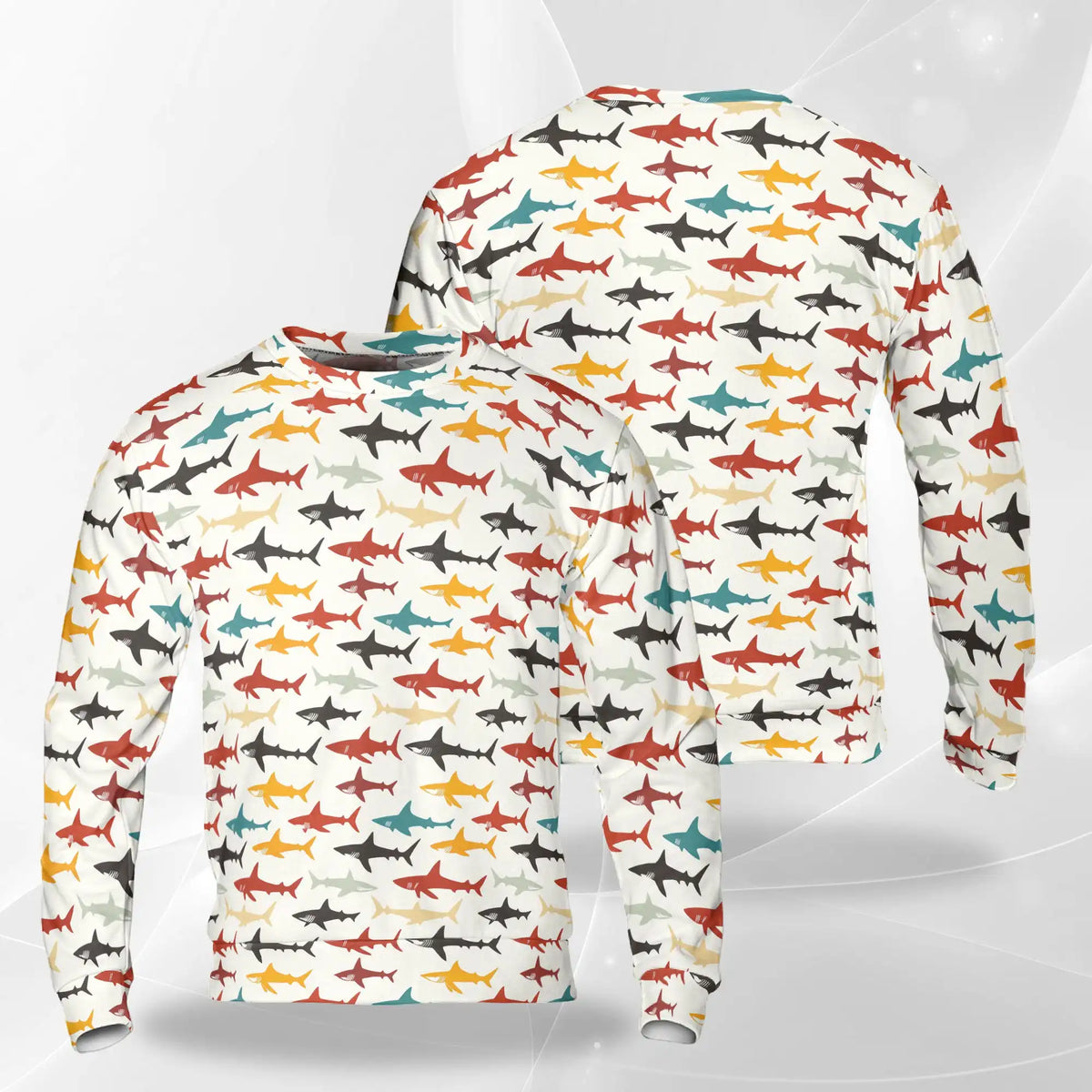 Colorful Shark Sweatshirt – Tropical 3D All Over Print Design