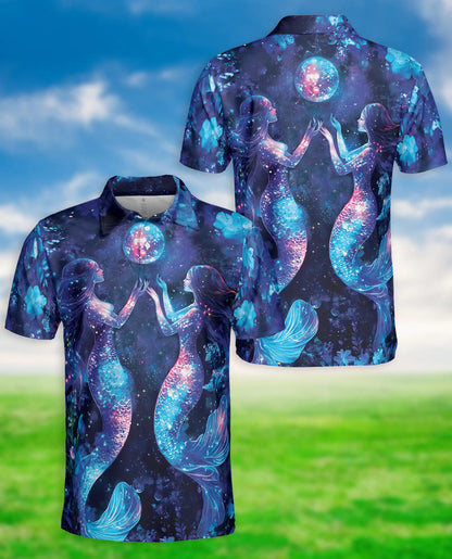 Galaxy Mermaid Polo Shirt, Cosmic Ocean Style | Azhawaiian