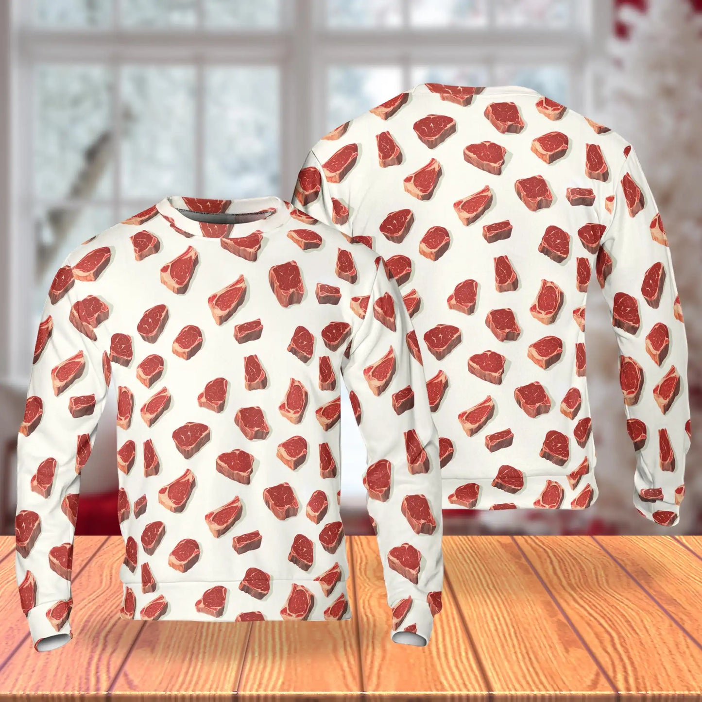 Steak Pattern Sweatshirt – Colorful Graphic 3D All Over Print Design