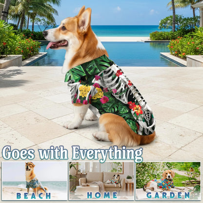 Skeleton Spooky Floral Tropical Beach Matching Dog Owner Hawaiian Shirts, Funny Pet Aloha Shirt for Beach Vacation - Azhawaiian