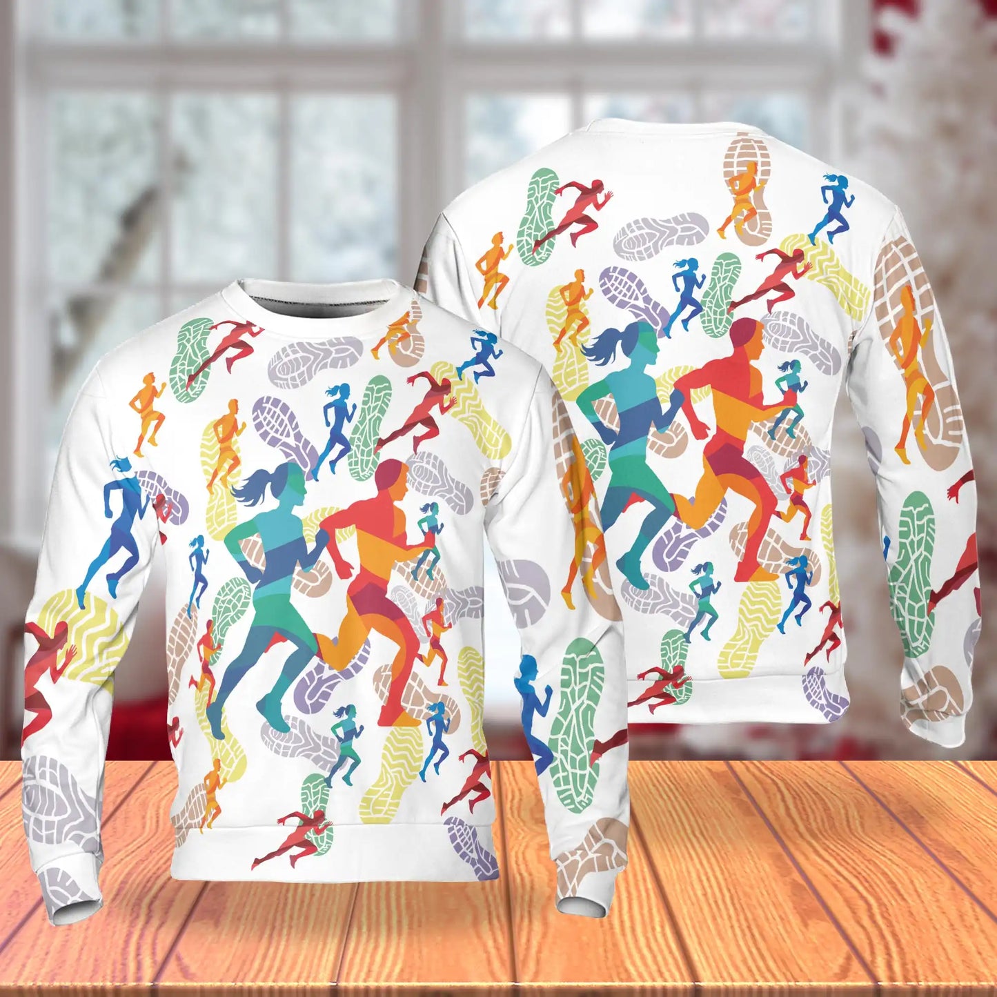 Colorful Running Marathon Sweatshirt – Colorful Graphic 3D All Over Print Design