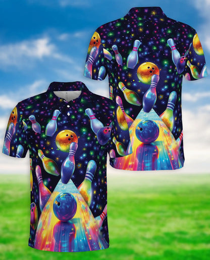 Galaxy Bowling 3D Polo Shirt for Men | Azhawaiian